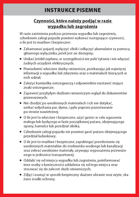 Schriftliche Weisungen polnisch