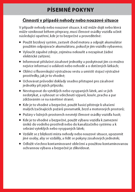 Schriftliche Weisungen tschechisch