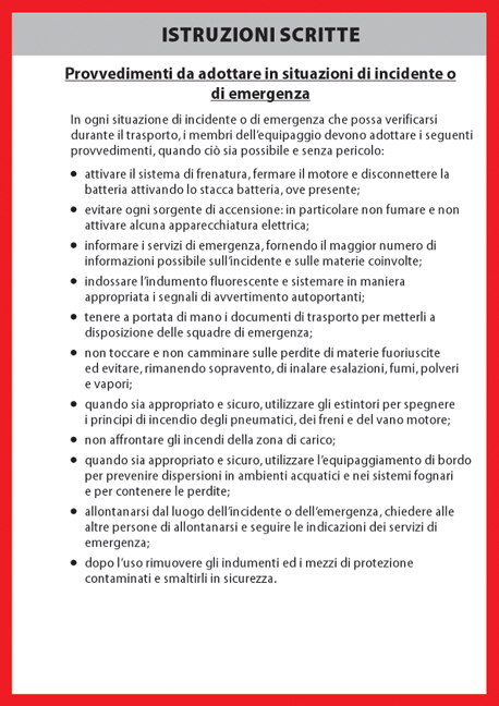 Schriftliche Weisungen italienisch