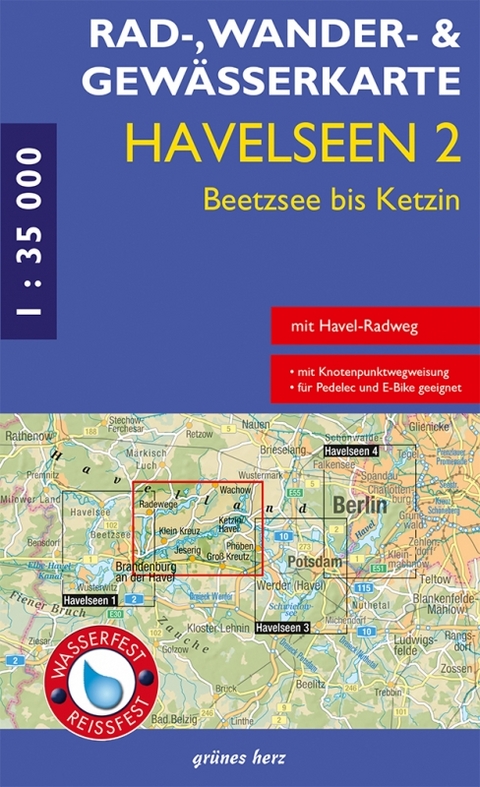 Rad-, Wander- und Gew&auml;sserkarte Havelseen 2: Beetzsee bis Ketzin