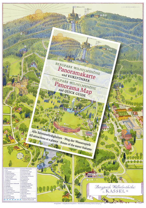 Bergpark Wilhelmsh&ouml;he, Panoramakarte und Kurzf&uuml;hrer Hill Park Wilhelmsh&ouml;he, Panorama Map and quick travel guide - J&ouml;rg Robbert