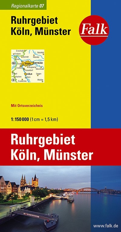 Falk Regionalkarte Deutschland Blatt 7 Ruhrgebiet, K&ouml;ln, M&uuml;nster 1:150 000