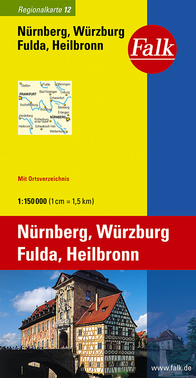 Falk Regionalkarte Deutschland Blatt 12 N&uuml;rnberg, W&uuml;rzburg, Fulda 1:150 000