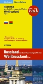 Falk Länderkarte Russland Von Sankt Petersburg bis Moskau, Weißrussland Nord