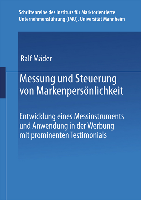 Messung und Steuerung von Markenpers&ouml;nlichkeit - Ralf M&auml;der