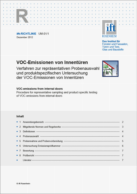 ift-Richtlinie UM-01/1 VOC-Emissionen von Innent&uuml;ren