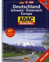 ADAC StraßenAtlas Deutschland, Schweiz, Österreich, Europa 2008/2009