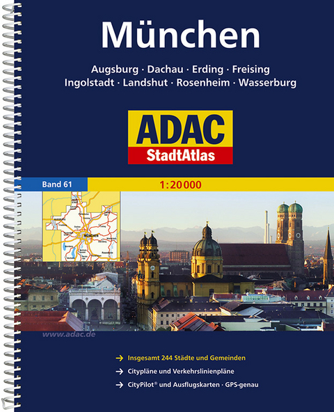 ADAC StadtAtlas M&uuml;nchen mit Augsburg, Dachau, Erding, Freising, Ingolstadt