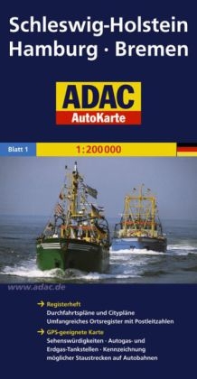 ADAC AutoKarte Deutschland Blatt 1 Schleswig-Holstein, Hamburg, Bremen 1:200 000