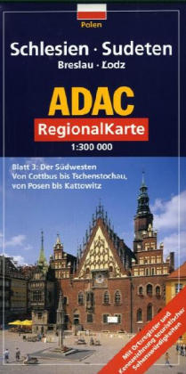 ADAC LänderKarte Schlesien, Sudeten, Breslau, Lodz