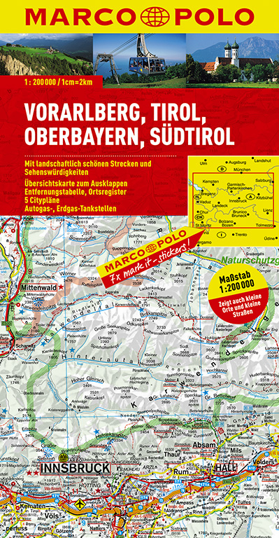 MARCO POLO Karte &Ouml;sterreich Blatt 3 Vorarlberg, Tirol, Oberbayern 1:200 000