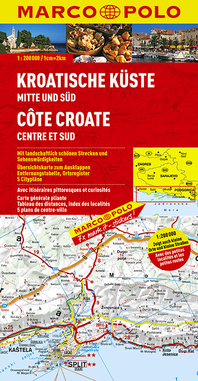 MARCO POLO Karte Kroatische K&uuml;ste Mitte und S&uuml;d 1: 200 000