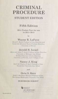 Criminal Procedure, Hornbook Series, Student Edition,