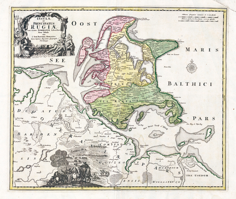 Karte der Inseln R&uuml;gen und Hiddensee - Johann B Homann