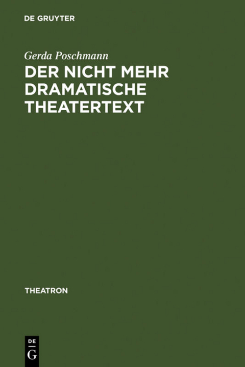 Der nicht mehr dramatische Theatertext - Gerda Poschmann