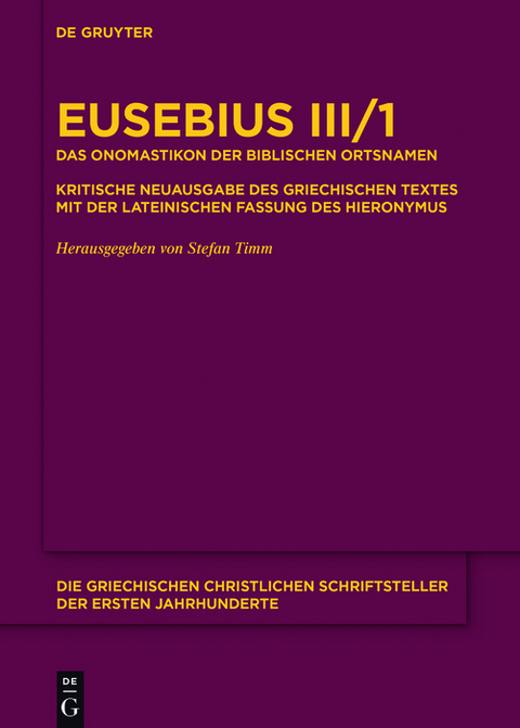 Das Onomastikon der biblischen Ortsnamen -  Eusebius