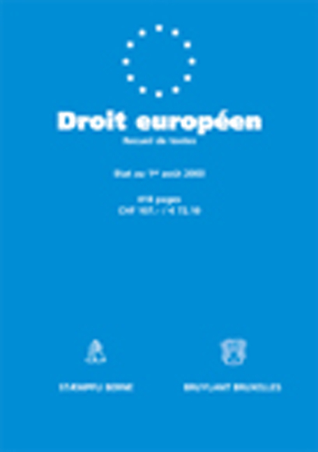 Droit europ&eacute;en - C Kaddous, S Hirsbrunner, F Filliez, E Maug&eacute;, M C Meylan