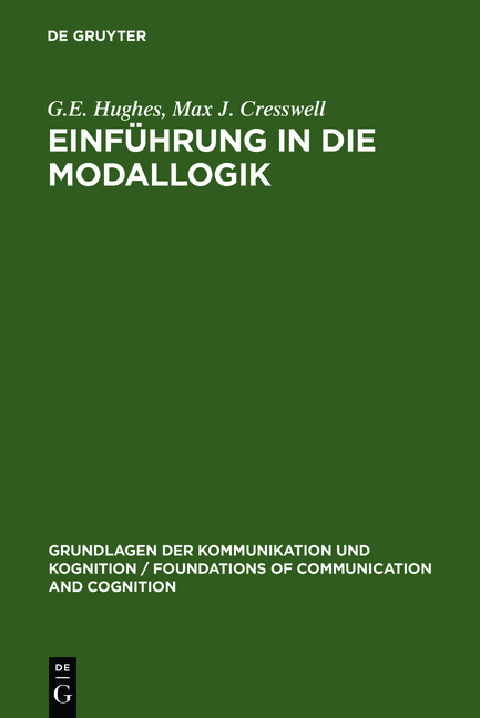 Einf&uuml;hrung in die Modallogik - G.E. Hughes, Max J. Cresswell