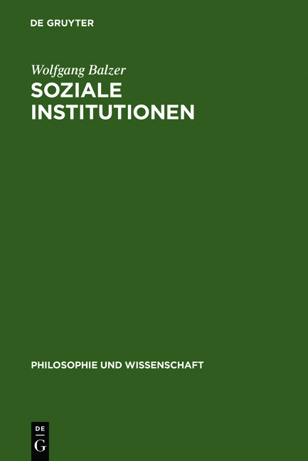 Soziale Institutionen - Wolfgang Balzer