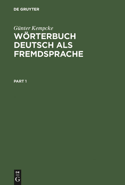 W&ouml;rterbuch Deutsch als Fremdsprache - G&uuml;nter Kempcke