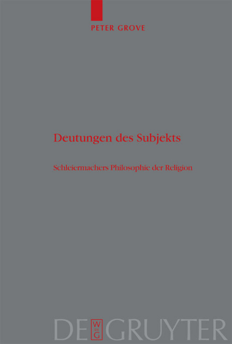 Deutungen des Subjekts - Peter Grove