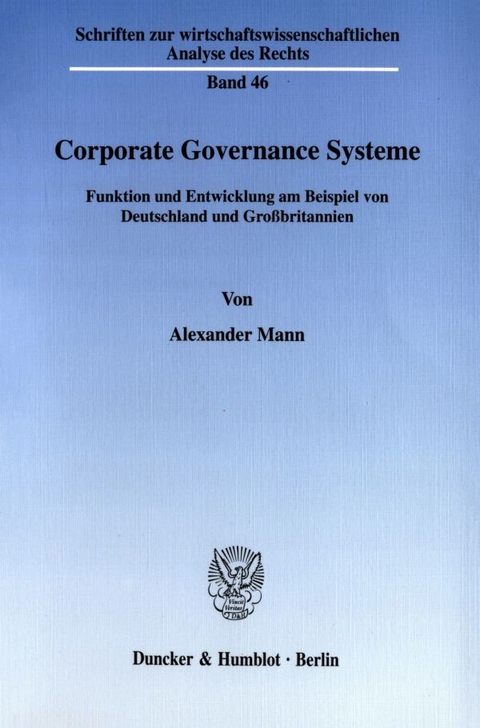 Corporate Governance Systeme. - Alexander Mann