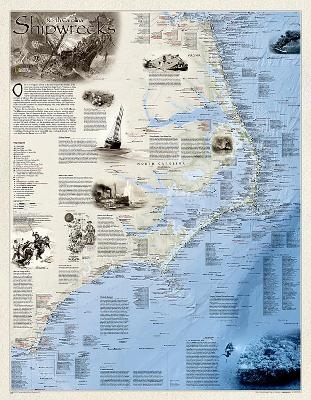 Shipwrecks Of The Outer Banks, Laminated - National Geographic Maps