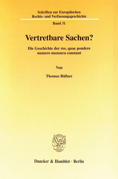 Vertretbare Sachen? - Thomas R&uuml;fner