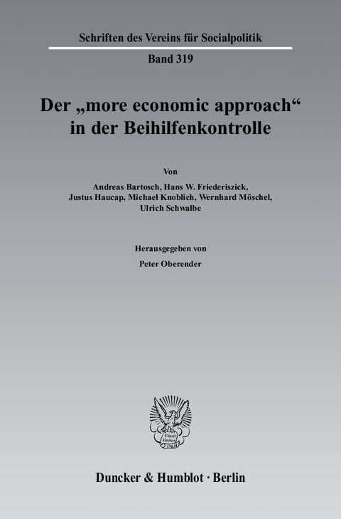 Der "more economic approach" in der Beihilfenkontrolle. - 