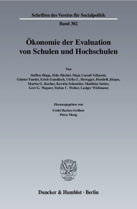 &Ouml;konomie der Evaluation von Schulen und Hochschulen. - 