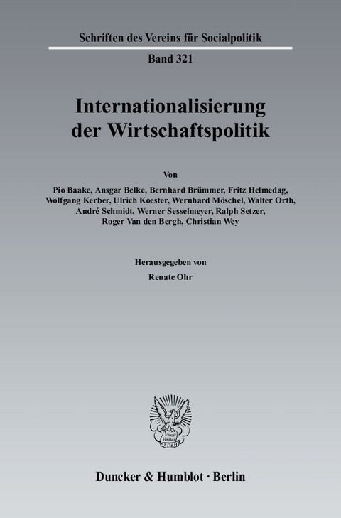Internationalisierung der Wirtschaftspolitik. - 