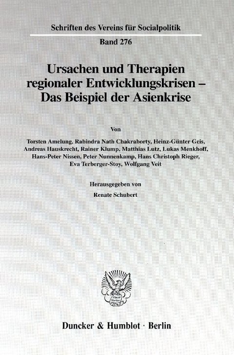 Ursachen und Therapien regionaler Entwicklungskrisen - - 
