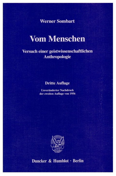 Vom Menschen. - Werner Sombart