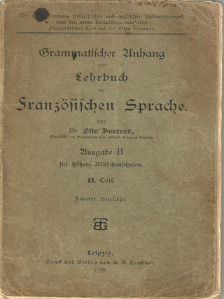 Grammatischer Anhang zum Lehrbuch der Französischen Sprache 1898