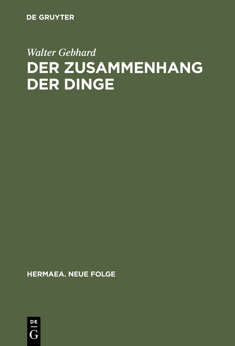 Der Zusammenhang der Dinge - Walter Gebhard