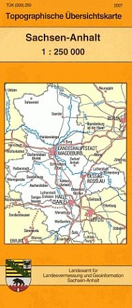 Topographische Übersichtskarte Sachsen-Anhalt 1:250000