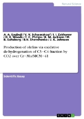 Production of olefins via oxidative de-hydrogenation of C3&Acirc;&iquest;C4 fraction by CO2 over Cr&Acirc;&iquest;Mo/MCM&Acirc;&iquest;41 - A. A. Ijagbuji, V. V. Schwarzkopf, I. I. Zakharov, D. B. Woods, T. C. Philips, K. M. Jackson, M. B. Saltzberg, B. V. Shevchenko, J. K. Johnson