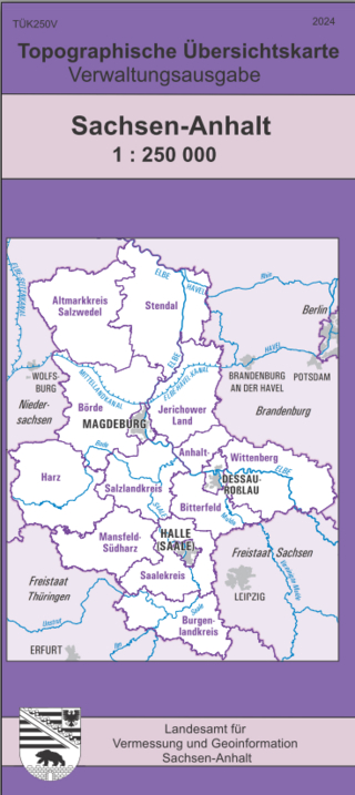 Topographische Übersichtskarte Sachsen-Anhalt 1:250 000