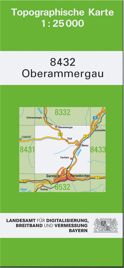 TK25 8432 Oberammergau - Breitband und Vermessung Landesamt f&uuml;r Digitalisierung  Bayern