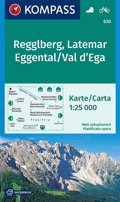 KOMPASS Wanderkarte Regglberg, Latemar, Eggental, Val d'Ega - 