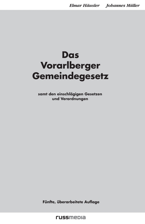 Das Vorarlberger Gemeindegesetz - 