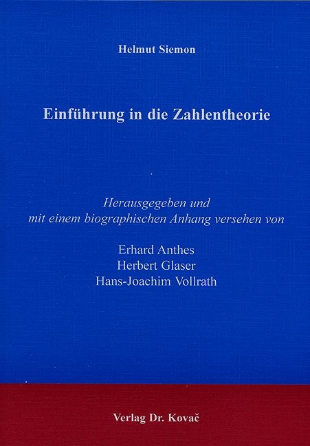 Einführung in die Zahlentheorie - Helmut Siemon