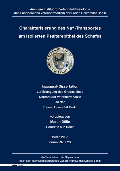 Charakterisierung des Na+-Transportes am isolierten Psalterepithel des Schafes - Maren D&ouml;lle