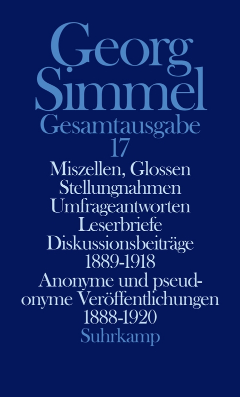 Gesamtausgabe in 24 B&auml;nden - Georg Simmel