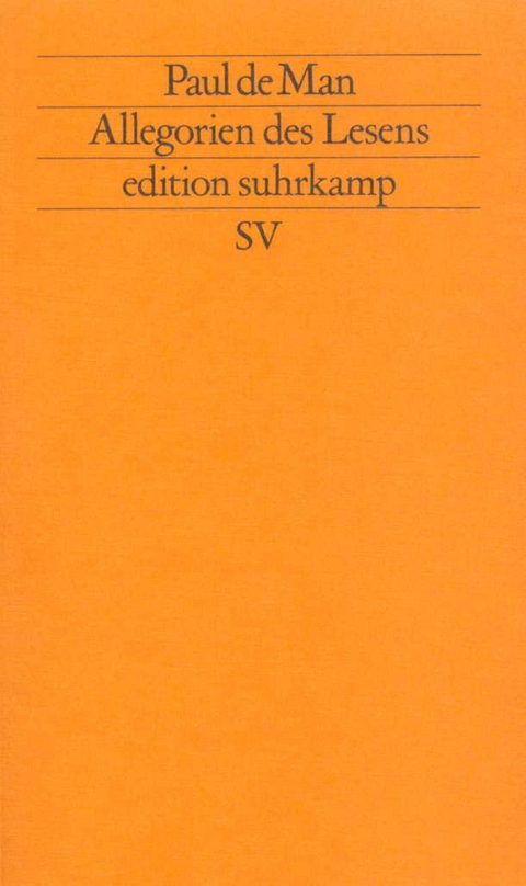Allegorien des Lesens - Paul de Man