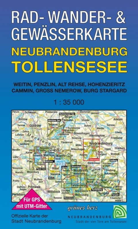 Rad-, Wander- und Gew&auml;sserkarte Neubrandenburg, Tollensesee - 