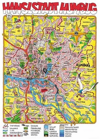 Cartoonlandkarte Hamburg