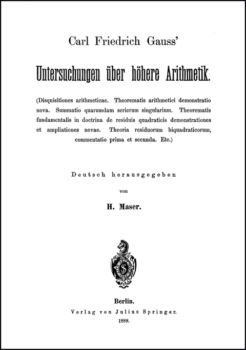 Untersuchungen über höhere Arithmetik - Carl Friedrich Gauss