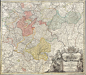 Historische Karte: Fürstentümer Gotha, Coburg und Altenburg 1729 (Plano)