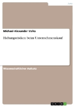 Haftungsrisiken beim Unternehmenskauf - Michael-Alexander Volks